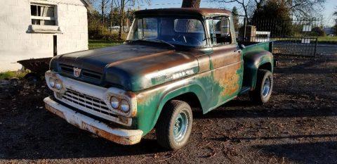 solid 1960 Ford F 100 pickup project for sale