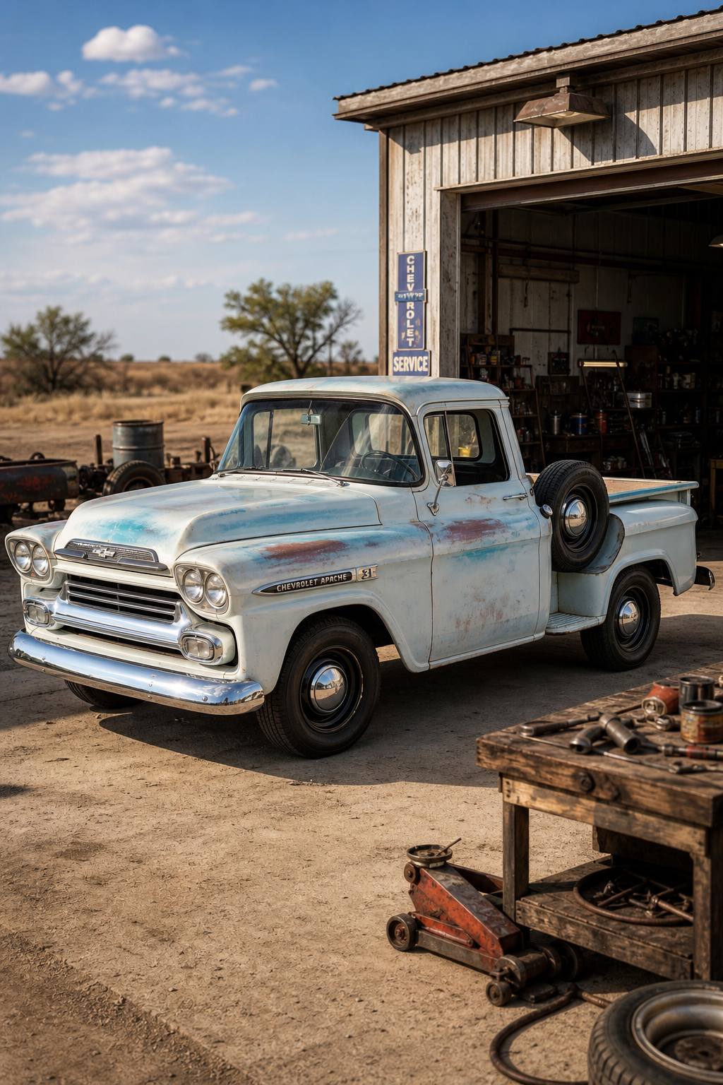1959 Chevrolet Apache 3100 Half Ton Short-bed Pickup Truck AI restoration vision