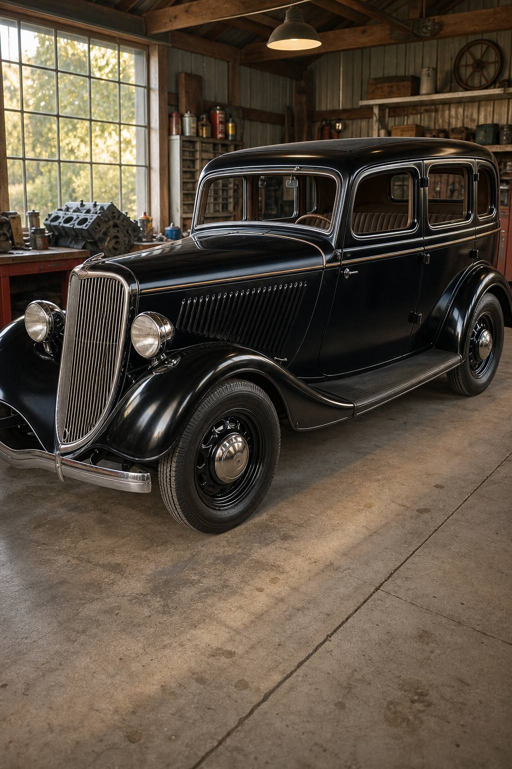 1934 Ford Model 40 four-door sedan AI restoration vision