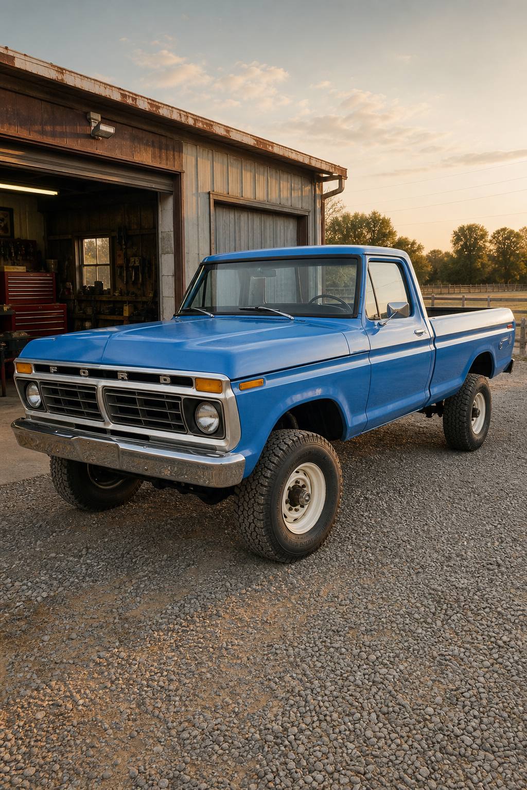 1975 Ford Highboy 4×4 3/4 Ton Long Bed 4 Speed Manual Pickup AI restoration vision