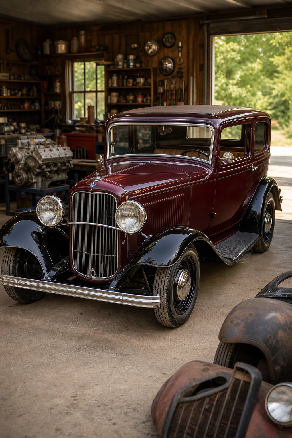 1932 Ford 2dr sedan AI restoration vision