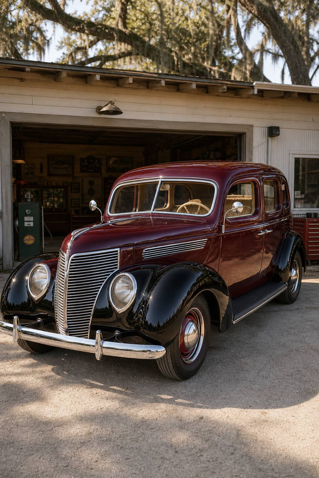 1938 Ford Deluxe 4 door sedan AI restoration vision