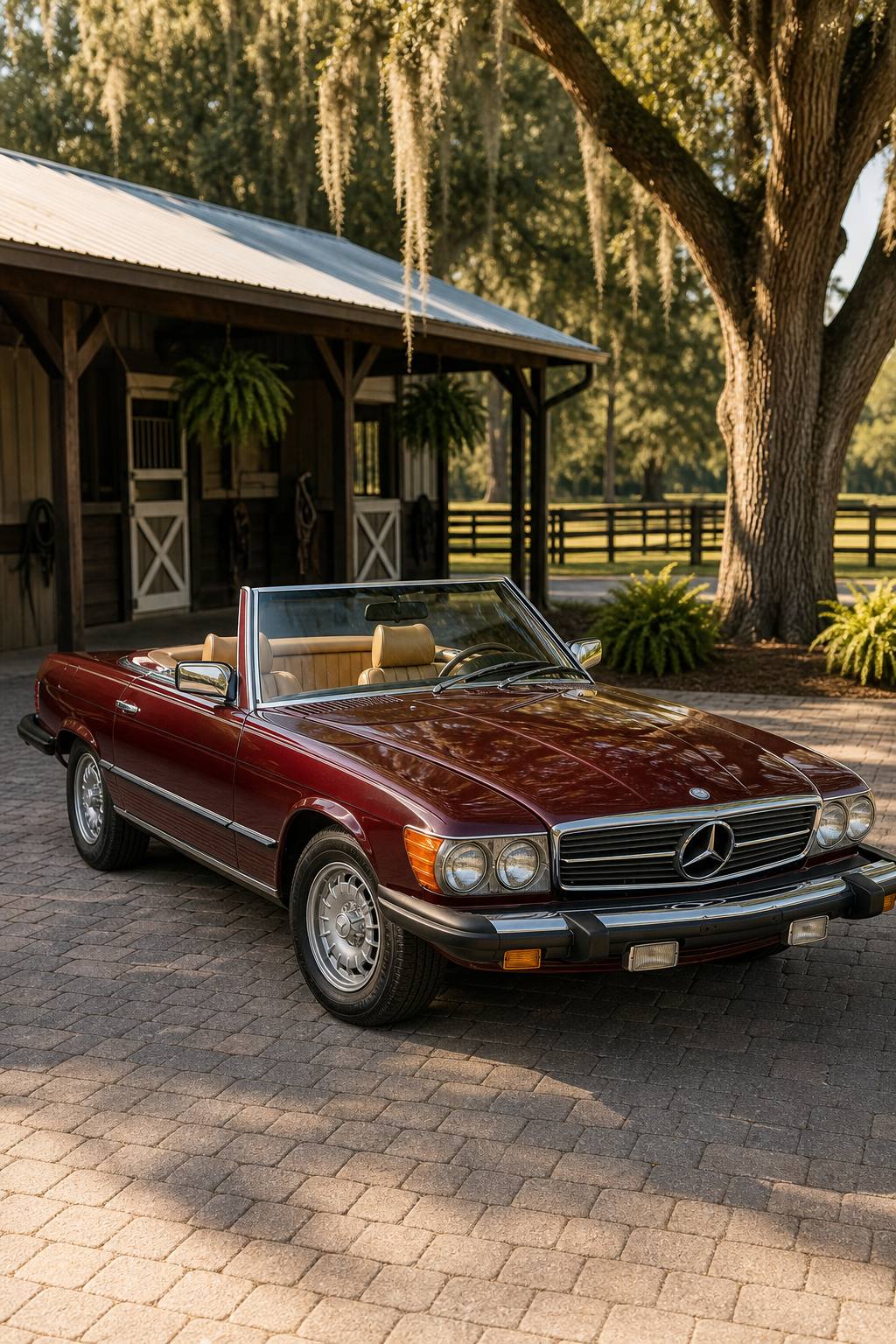 1981 Mercedes Benz 380 SL Maroon/tan Project car AI restoration vision