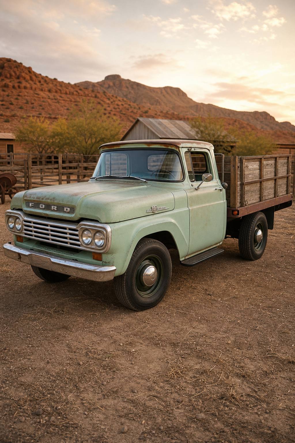 1959 Ford F 250 Stake Bed Ranch Truck AI restoration vision