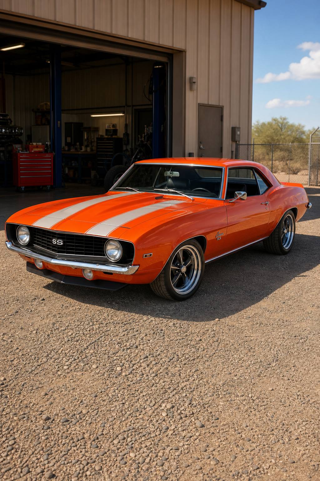 1969 Chevrolet Camaro SS Real X55 Hugger Orange Super Sport Pro Touring Project AI restoration vision