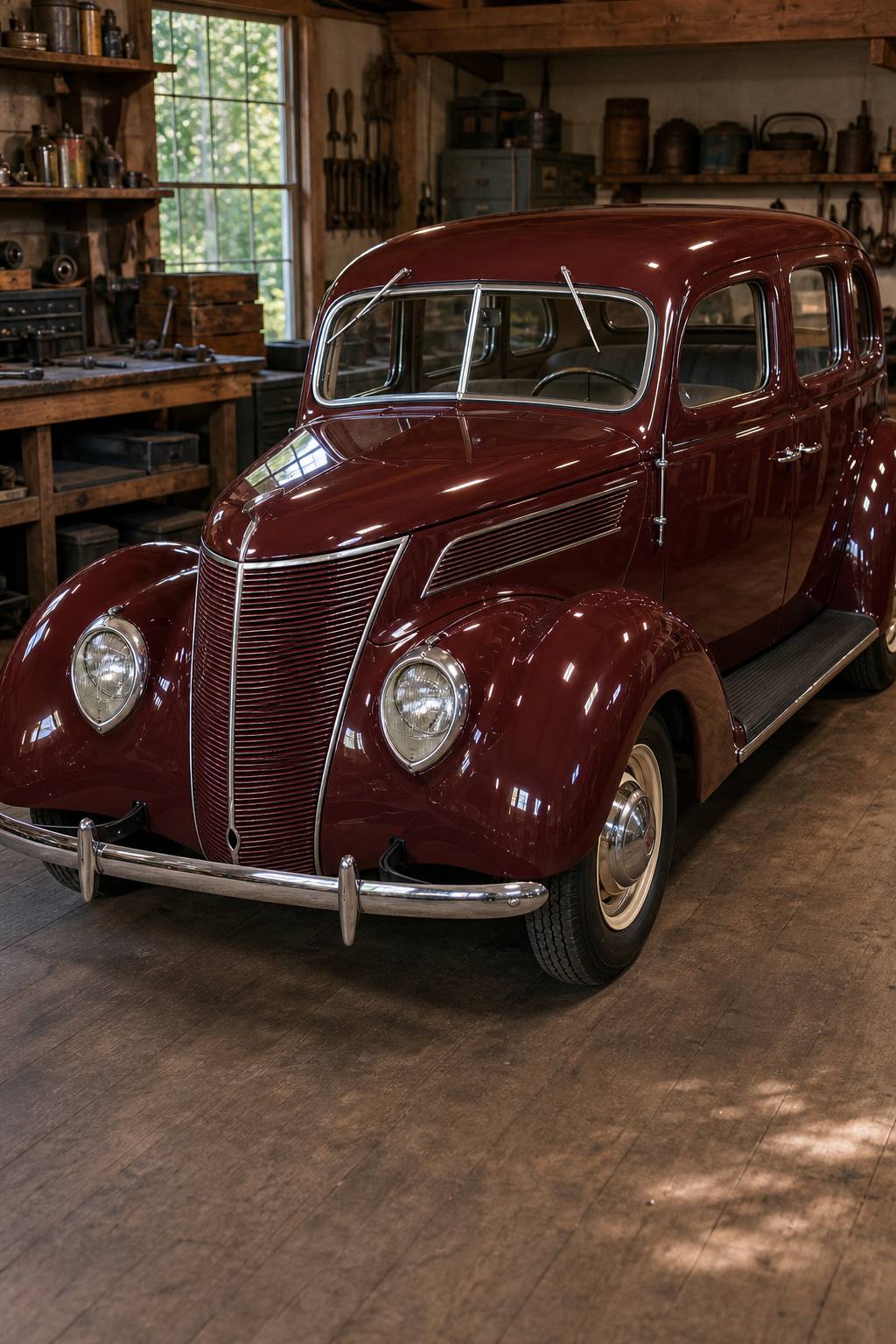 1937 Ford Fordor Sedan 85 HP Flathead V8 Restoration Project car AI restoration vision