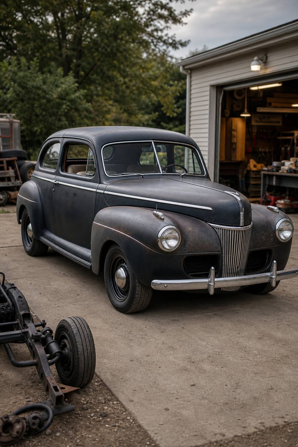 Complete project 1941 Ford Sedan on Chevy frame AI restoration vision
