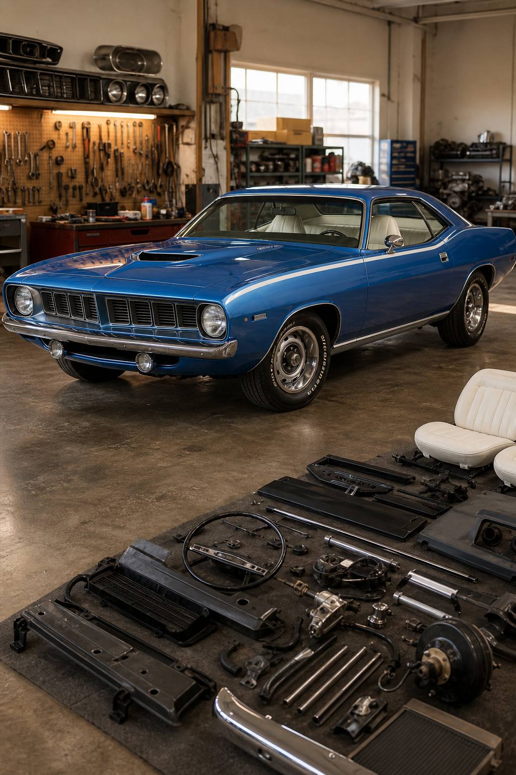 Total project 1974 Plymouth Barracuda solid base AI restoration vision