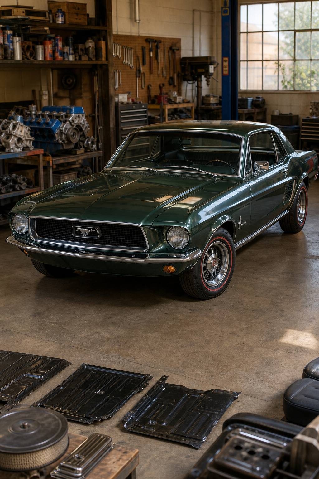 Solid base 1968 Ford Mustang project car AI restoration vision