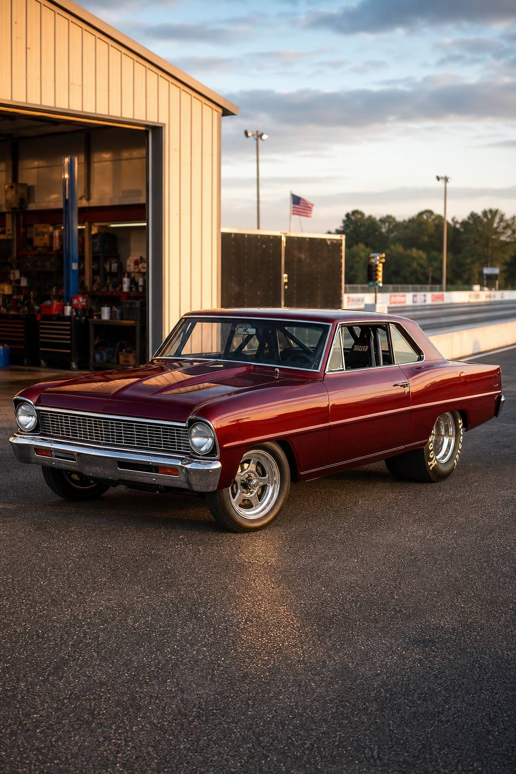 Future pro street 1966 Chevrolet Nova Post project AI restoration vision