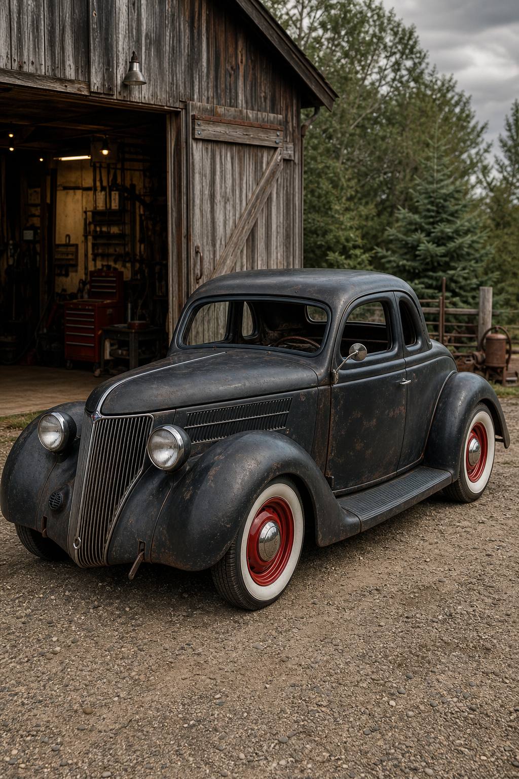 1936 Ford 5 Window Coupe Rat Rod Project car AI restoration vision