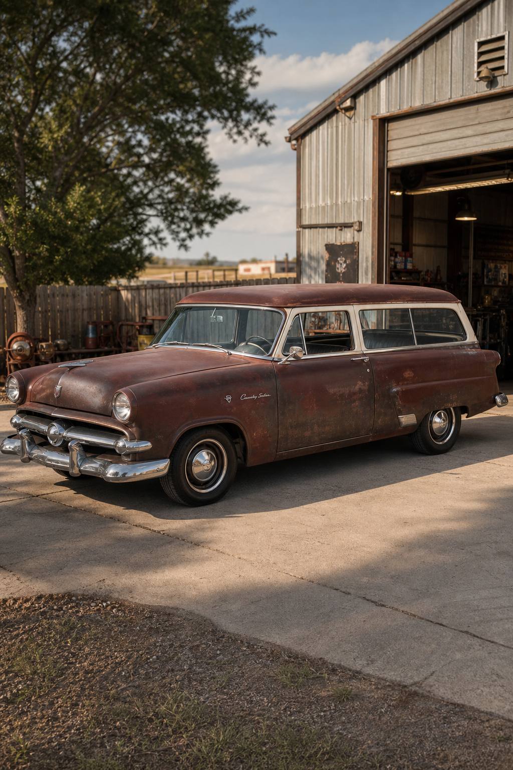 nice patina 1953 Ford Ranch Wagon project AI restoration vision