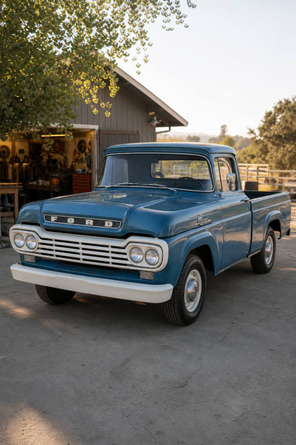 vintage 1959 Ford F 100 shortbed project AI restoration vision