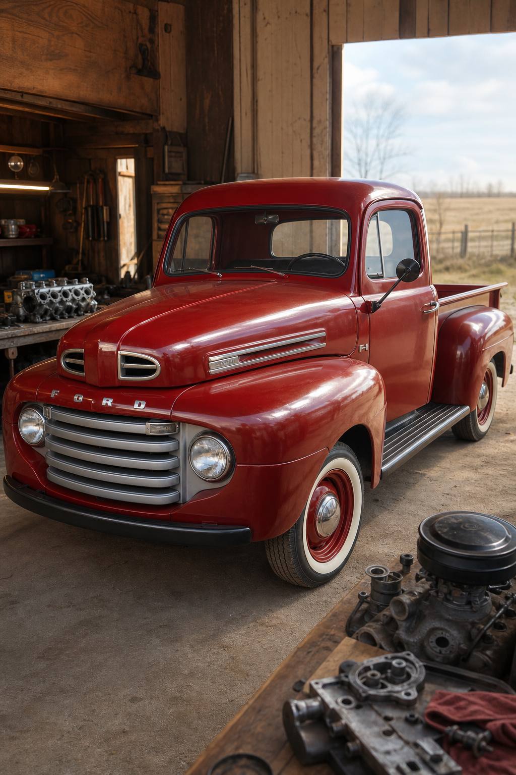 extra parts truck 1949 Ford F 100 project AI restoration vision