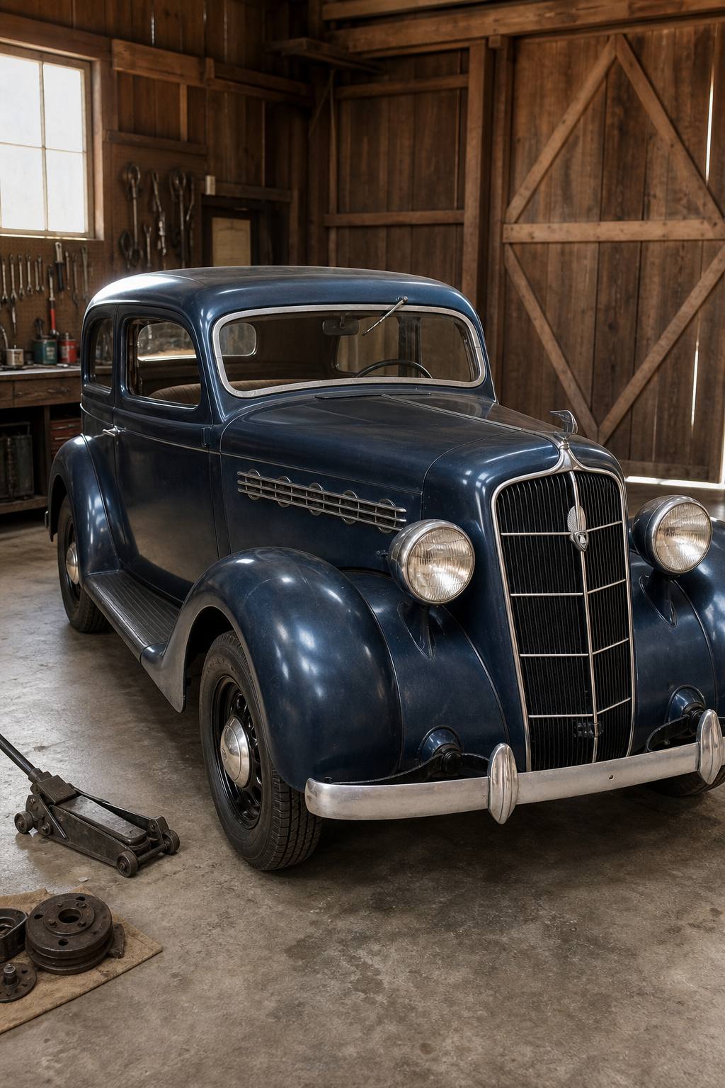barn find 1935 Plymouth project with working engine AI restoration vision