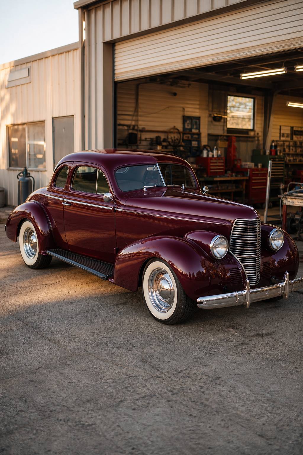unfinished hot rod 1938 Oldsmobile Coupe project AI restoration vision