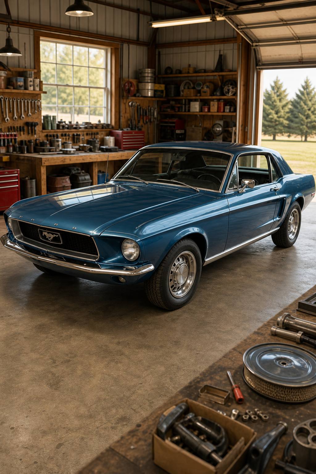 extra parts 1968 Ford Mustang Coupe project AI restoration vision