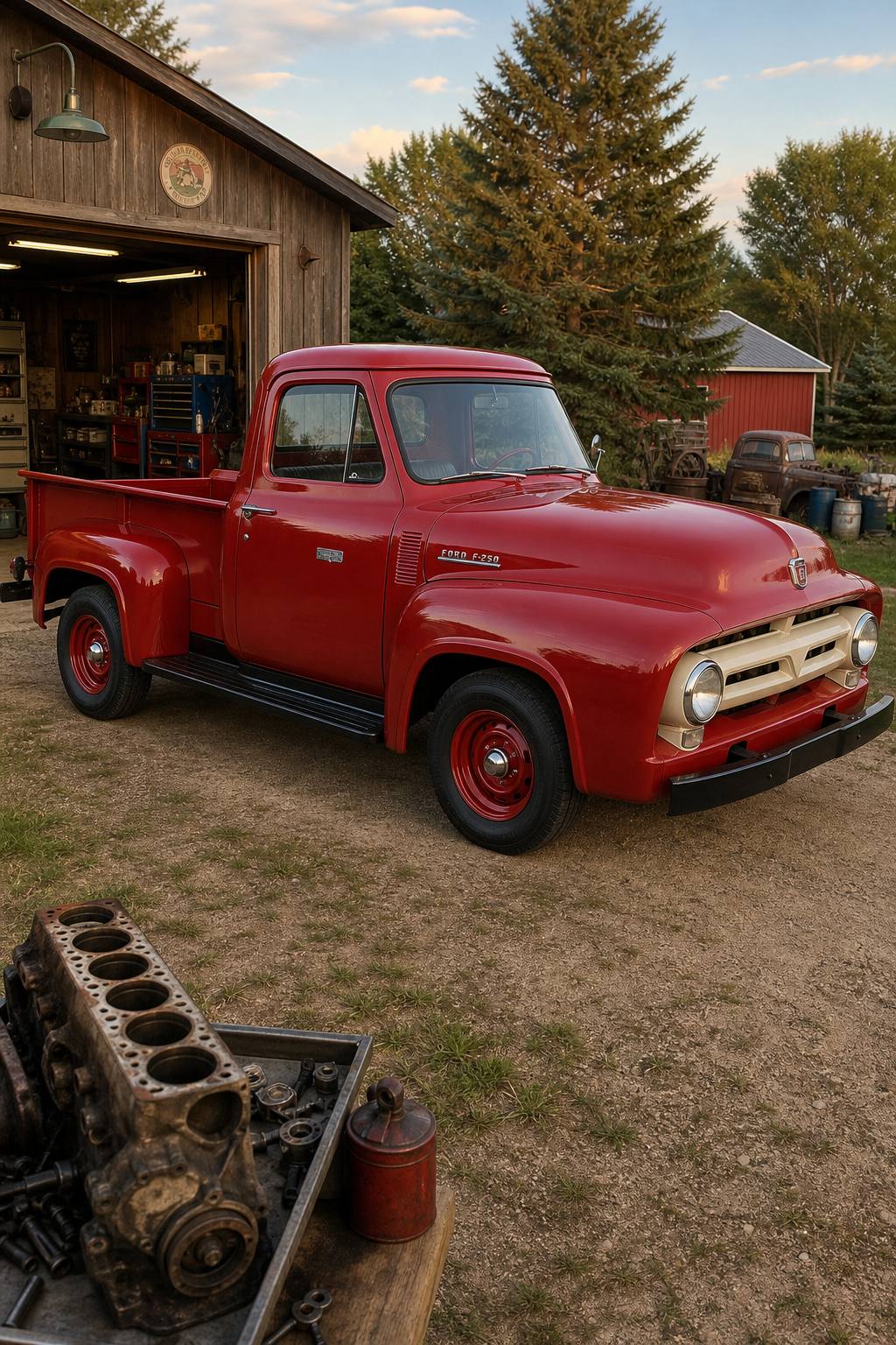 complete engine 1954 Ford F 250 project AI restoration vision