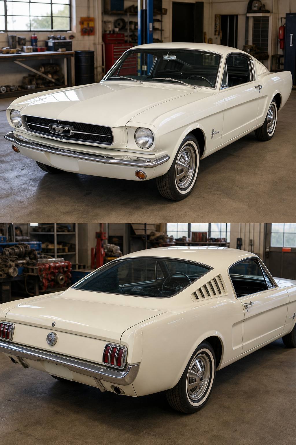 barn find 1965 Ford Mustang fastback AI restoration vision