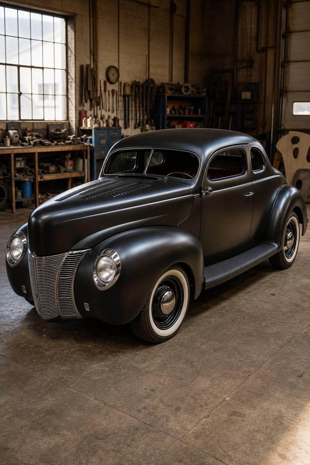 chopped 1940 Ford Coupe Deluxe project AI restoration vision