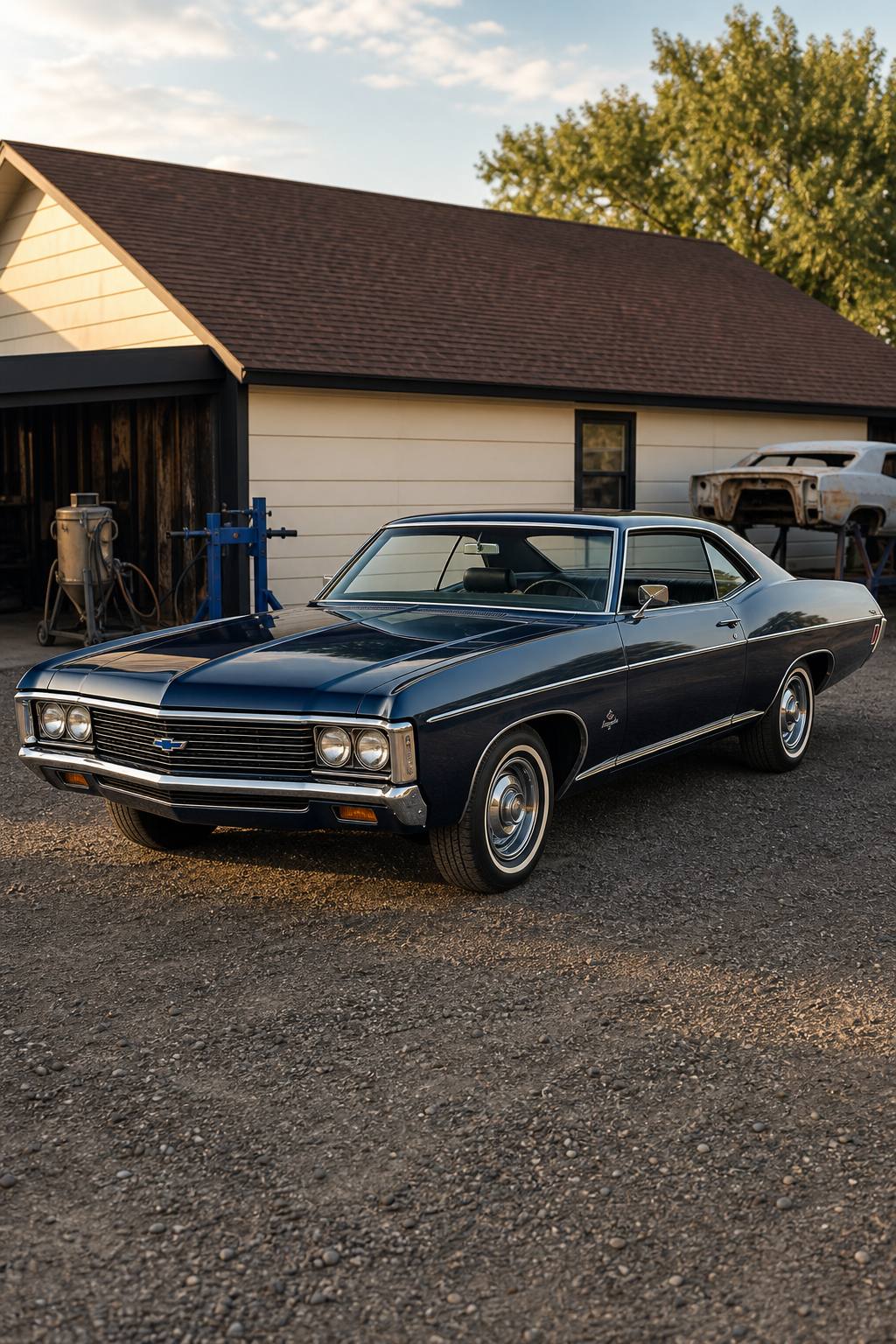 ready for sandblasting 1969 Chevrolet Impala project AI restoration vision
