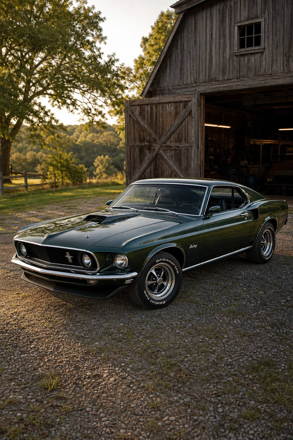 barn find 1969 Ford Mustang fastback project AI restoration vision