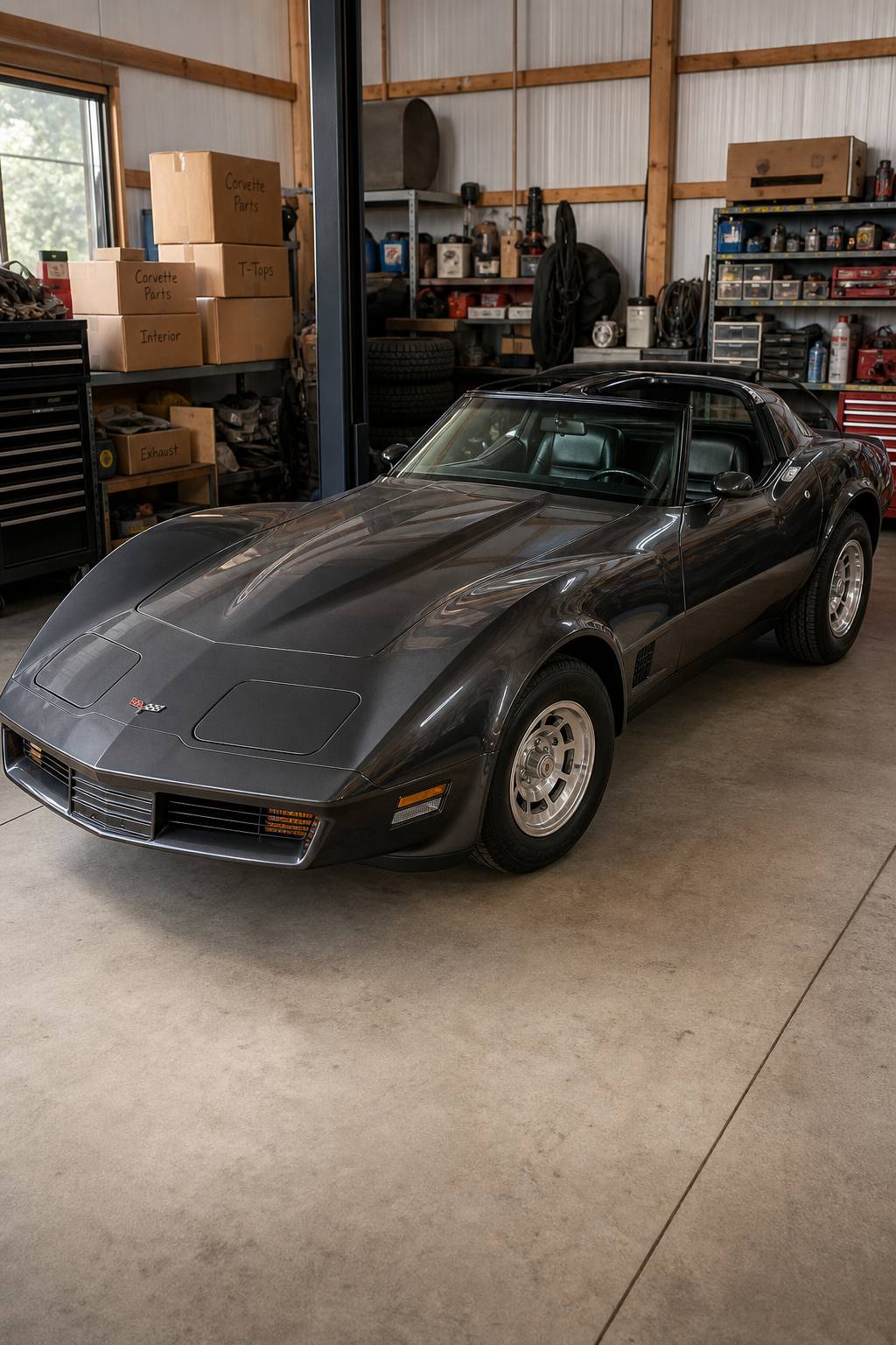 boxes of parts 1980 Chevrolet Corvette project AI restoration vision