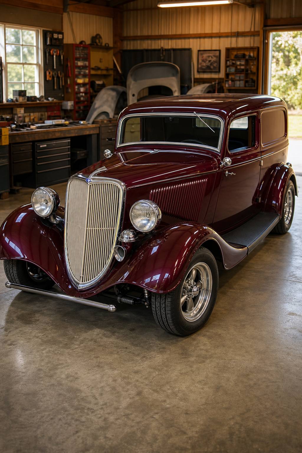1934 Ford Sedan Delivery, 80’s Hot Rod AI restoration vision