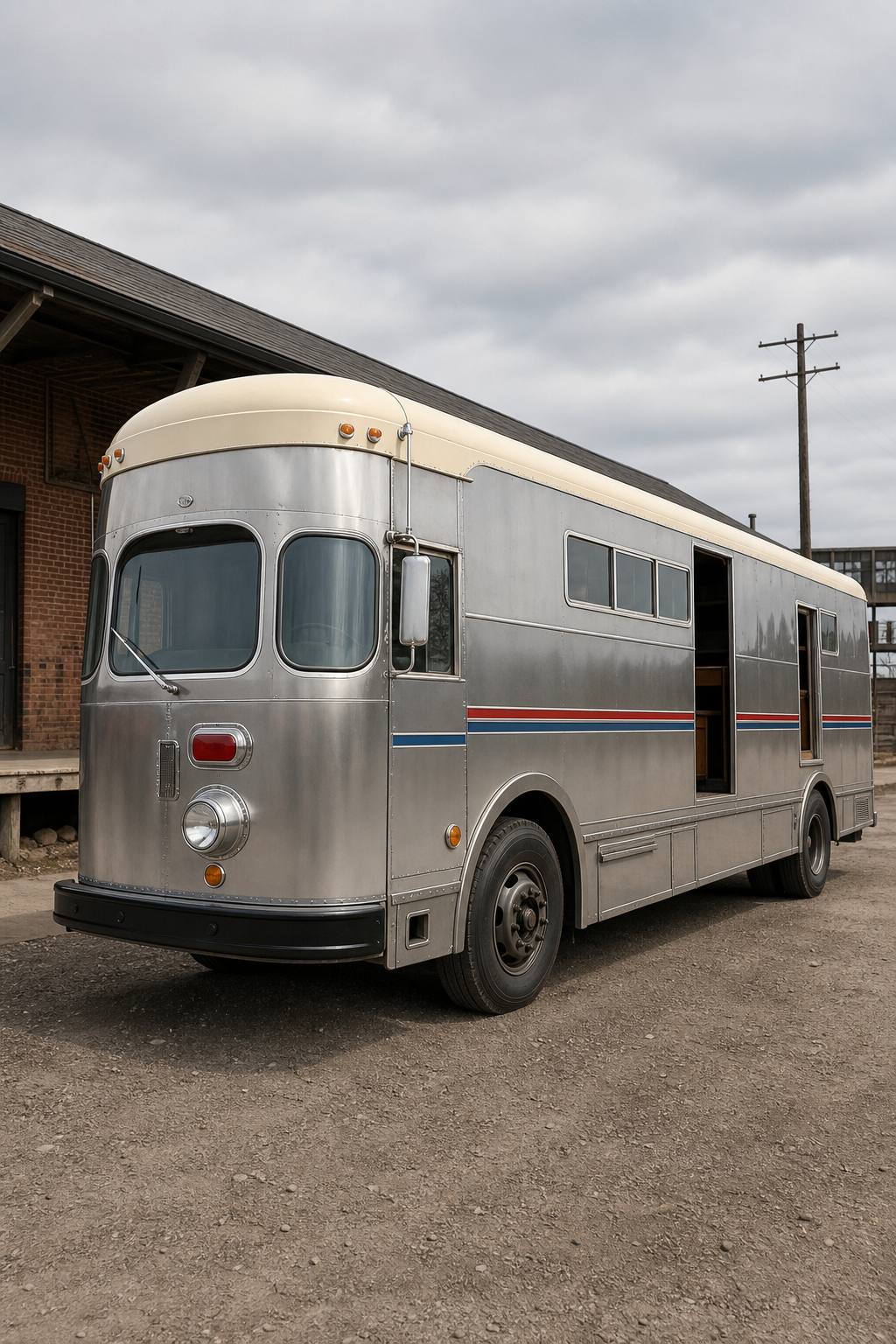 rare 1958 Fageol Twin Coach Highway Postal Van project AI restoration vision