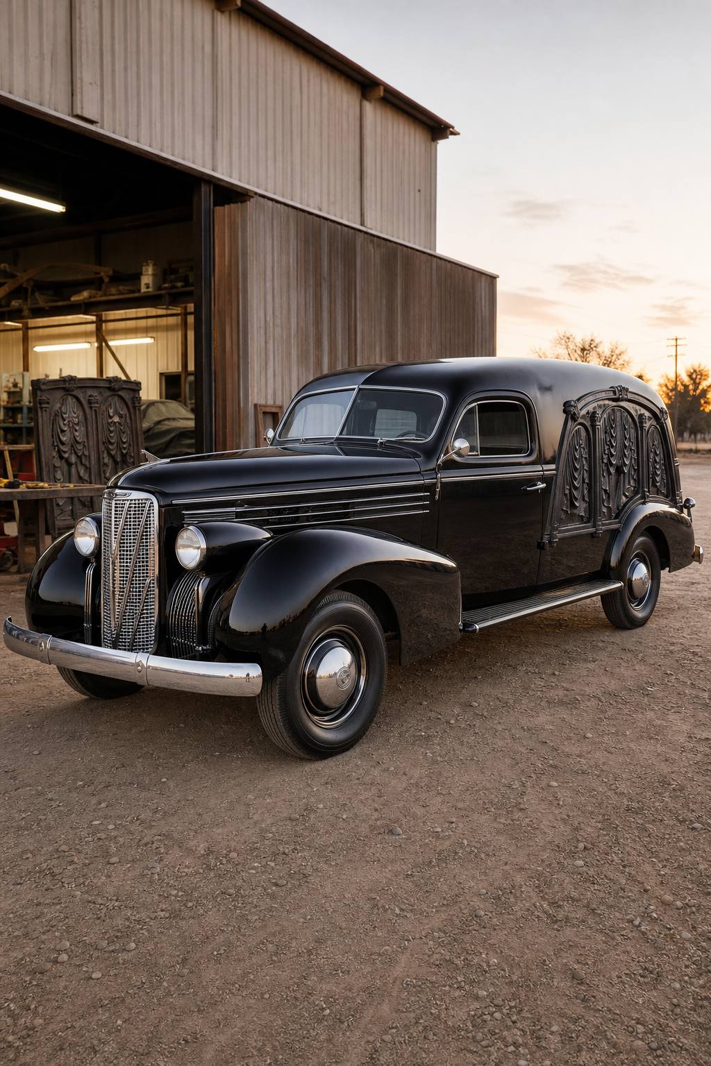 barn find 1938 Cadillac Lasalle S & S Hearse rare project AI restoration vision