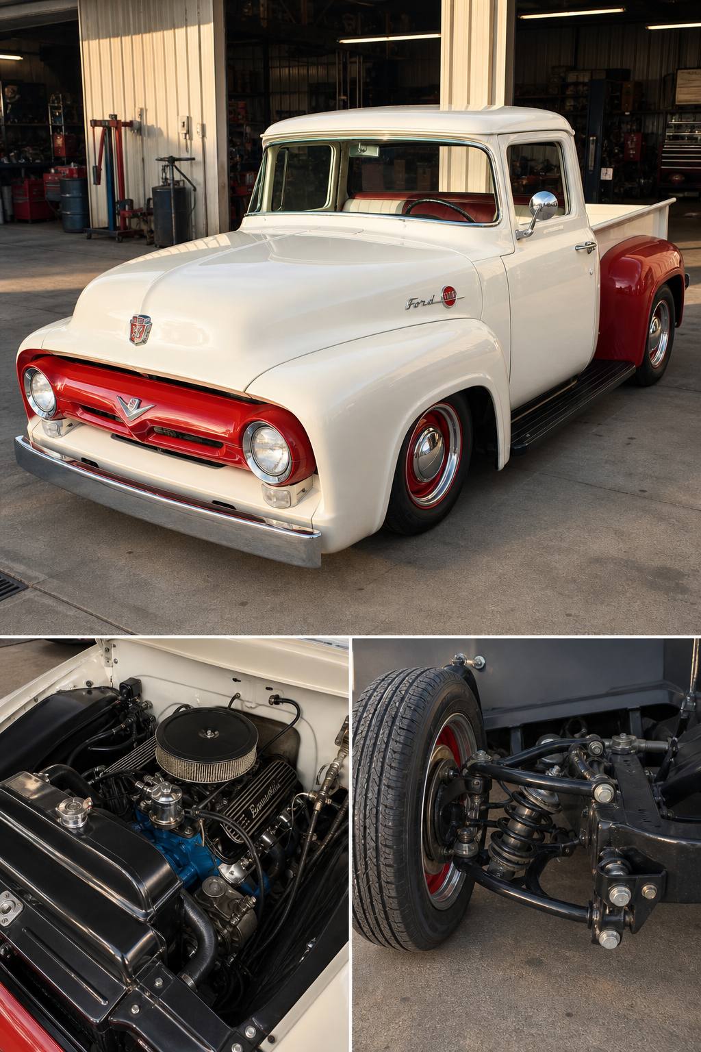 custom 1956 Ford F 100 Big Window pickup project AI restoration vision
