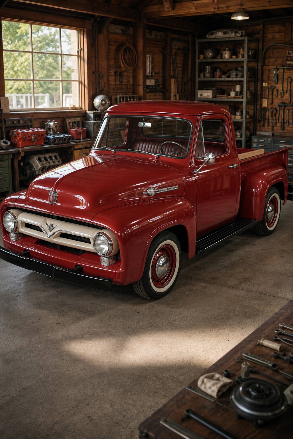 50th anniversary 1953 FORD F100 V8 3 Speed project AI restoration vision