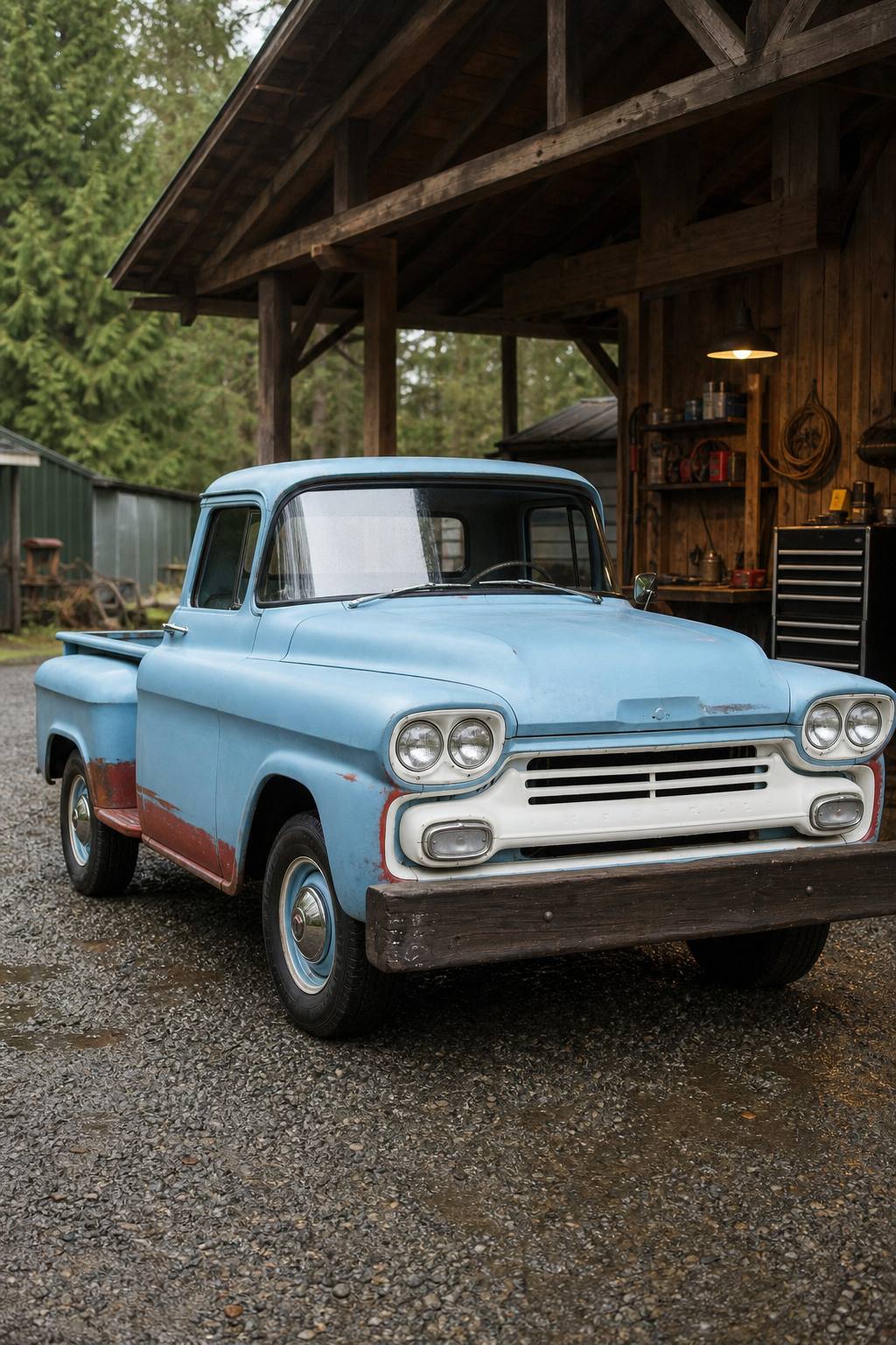 rusty 1959 Chevrolet Pickup project AI restoration vision