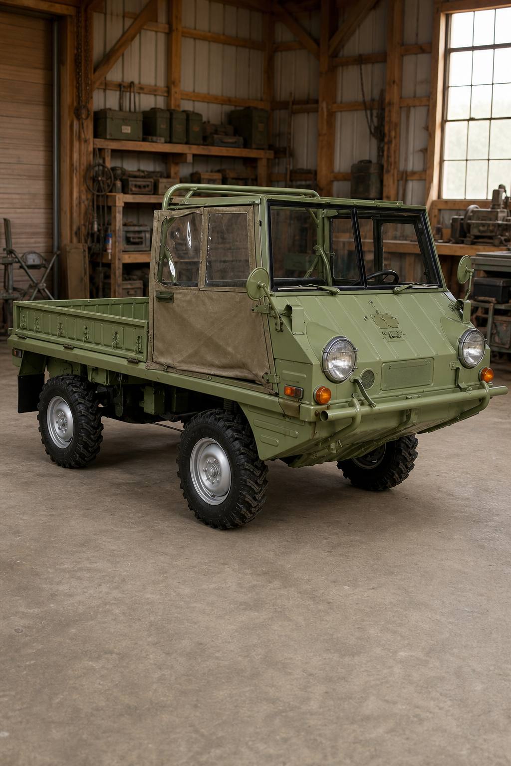 original 1973 Steyr Puch Haflinger 700AP military project AI restoration vision