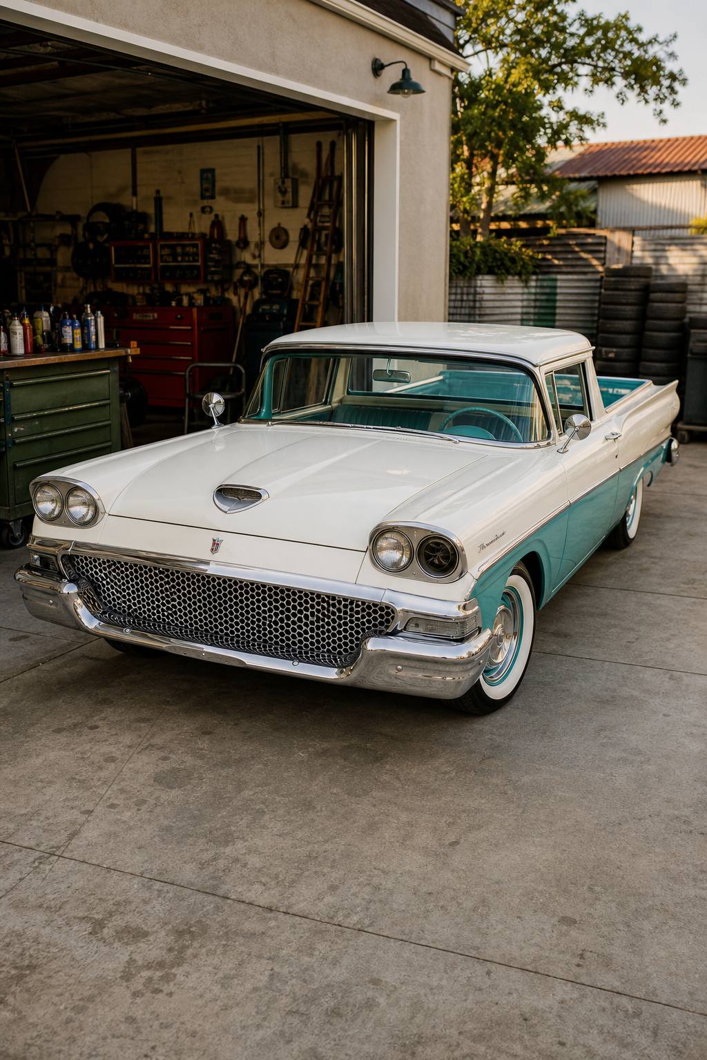 vintage 1958 Ford Ranchero 500 project AI restoration vision