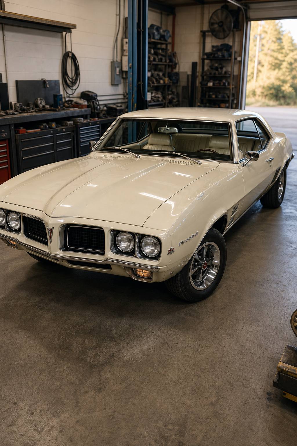 rebuilt engine 1969 Pontiac Firebird 400 Coupe project AI restoration vision