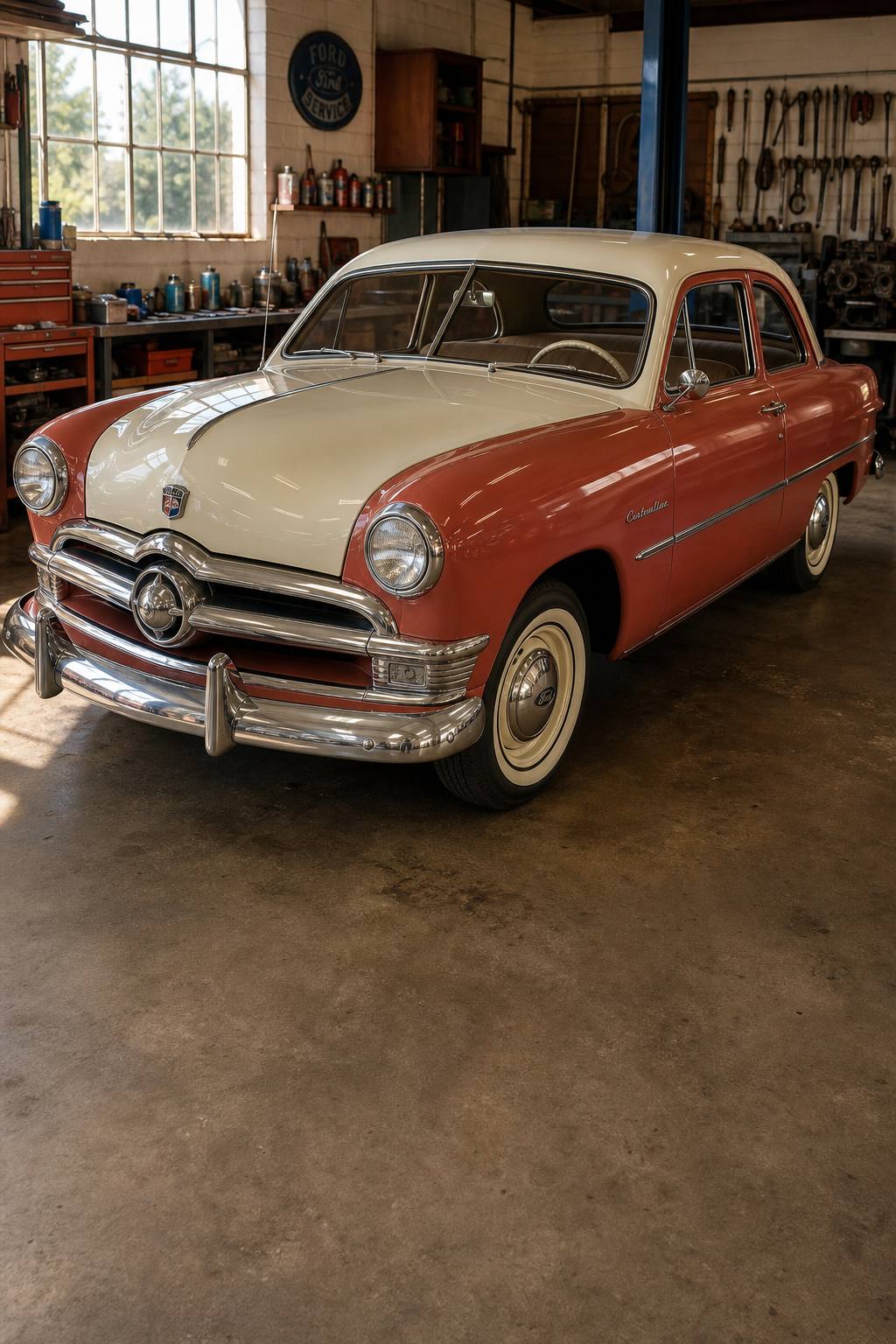 partly restored 1950 Ford Crestline project AI restoration vision