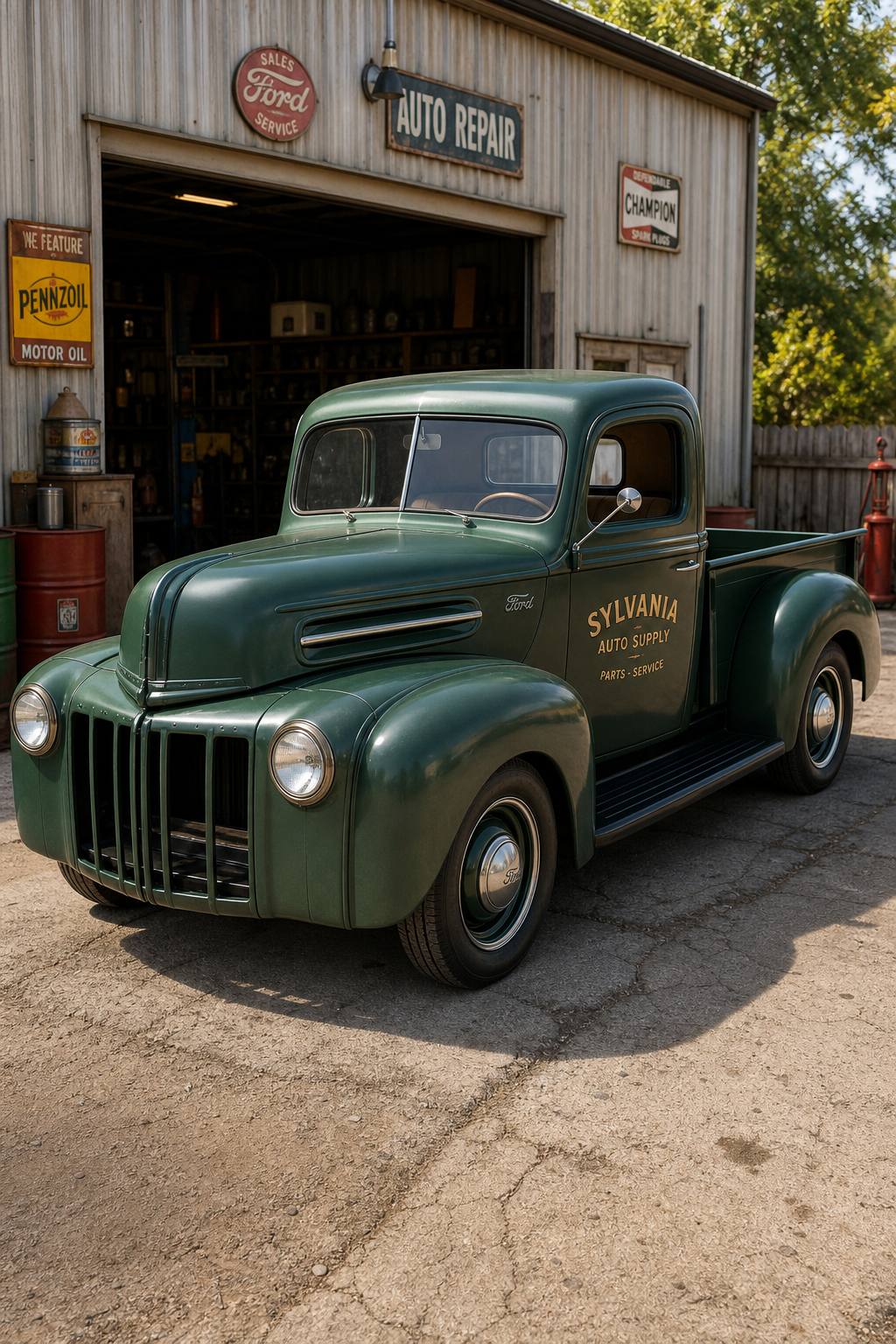 1947 Ford Pickup Project with Camaro subframe AI restoration vision