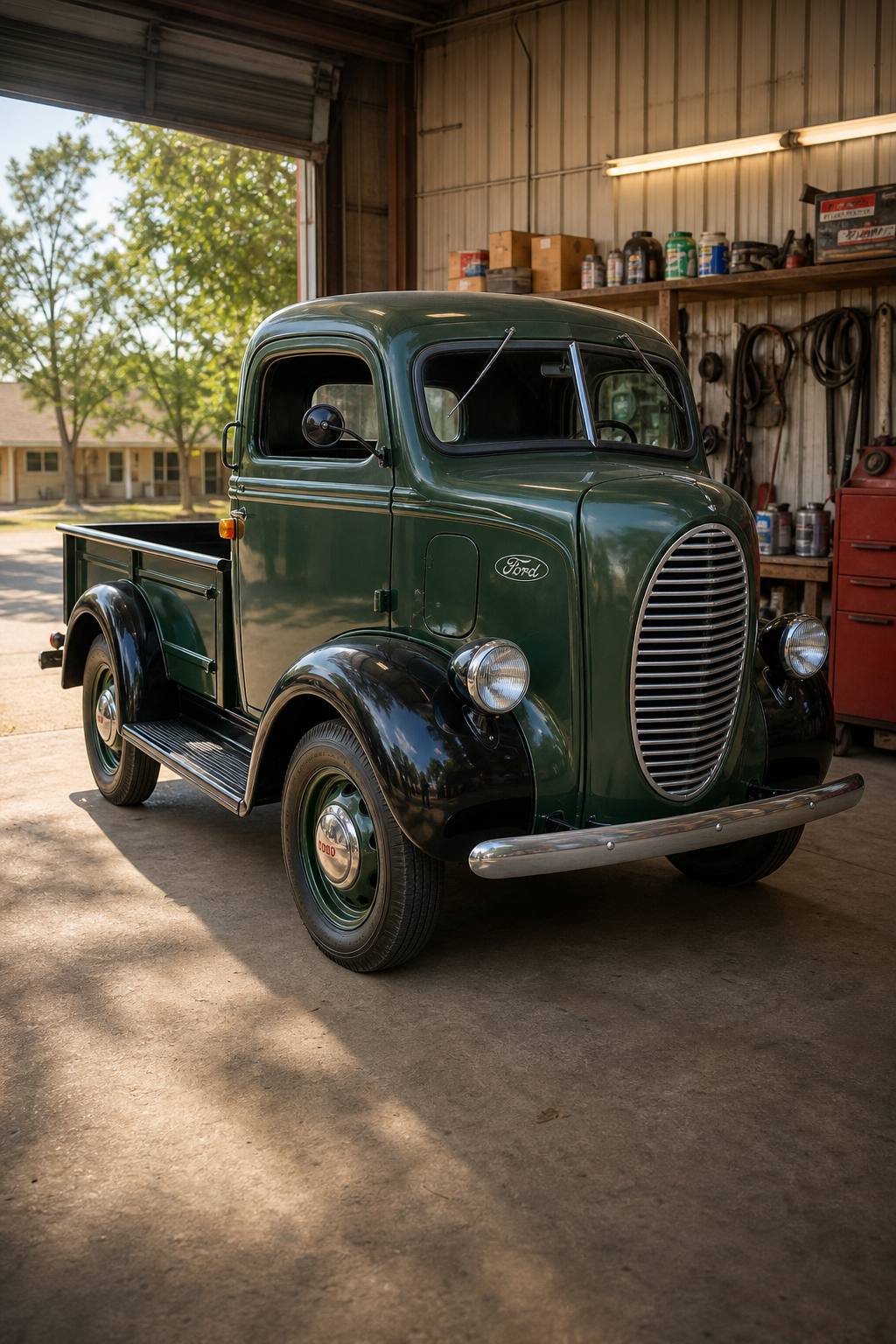 1938 Ford Cab Over COE Cabover Pickup and Chasis AI restoration vision
